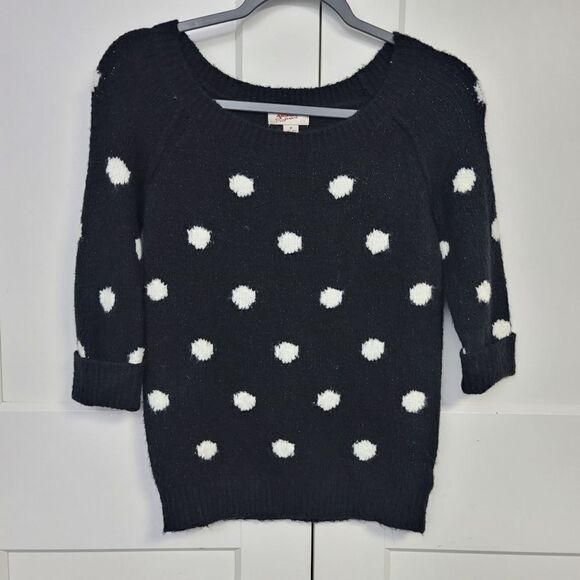 Arizona jean co. Black and white Polka dot sweater, medium - Picture 2 of 7